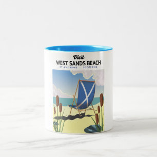 Caneca De Café Em Dois Tons Praia West Sands, St Andrews Escócia