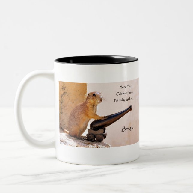 Caneca De Café Em Dois Tons Prairie Dog - engraçado - Parabéns (Esquerda)