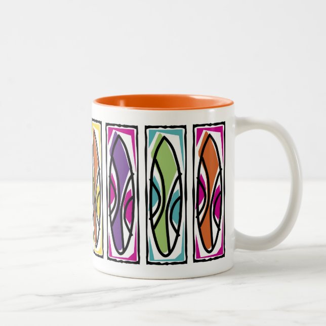 Caneca De Café Em Dois Tons Prancha saboroso das ondas (Direita)