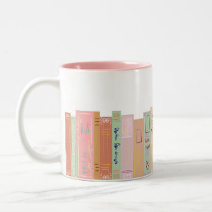 Caneca De Café Em Dois Tons Prateleira de Livros Feminina e Caprichosa