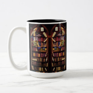 Caneca De Café Em Dois Tons Prateleiras do Livro Nook