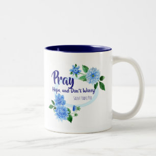 Caneca De Café Em Dois Tons PRAY a ESPERANÇA NÃO PREOCUPAM flores do Pio do