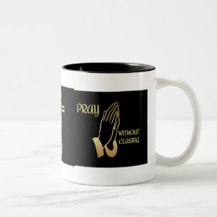 Caneca De Café Em Dois Tons Pray sem cessar