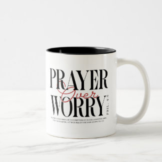 Caneca De Café Em Dois Tons Prayer Over Worry mug