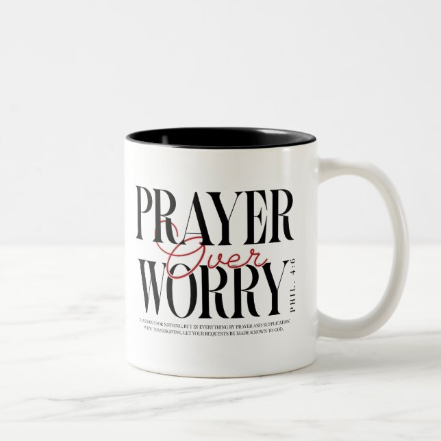 Caneca De Café Em Dois Tons Prayer Over Worry mug (Direita)