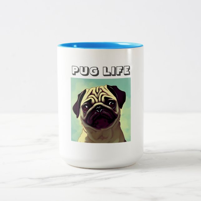 Caneca De Café Em Dois Tons Precioso e Retrato Adorável de Cara Pug (Centro)