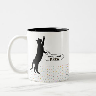 Caneca De Café Em Dois Tons Preciso de café MEOW