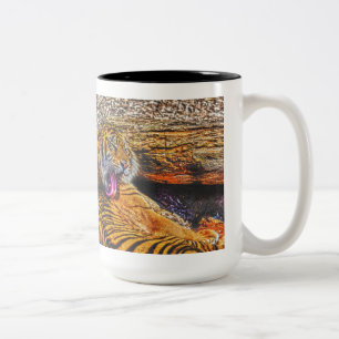 Caneca De Café Em Dois Tons Preening Sumatran Tiger Big Cat Willife Art