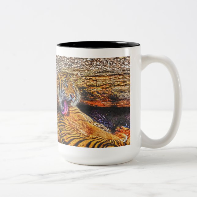 Caneca De Café Em Dois Tons Preening Sumatran Tiger Big Cat Willife Art (Direita)
