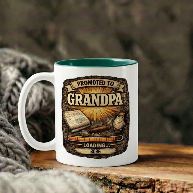 Caneca De Café Em Dois Tons Pregnancy Announcement Gift for Grandpa (Pregnancy Announcement Gift for Grandpa Two-Tone Coffee Mug)