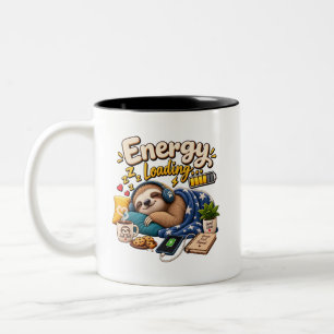 Caneca De Café Em Dois Tons Preguiça de Carregamento de Energia – Café de Preg