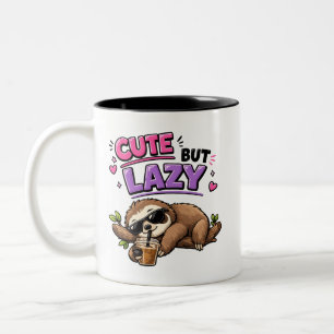 Caneca De Café Em Dois Tons Preguiça fofa mas preguiçosa com café gelado
