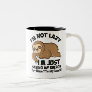 Caneca De Café Em Dois Tons preguiça ilustrada em cuta