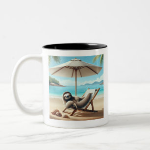 Caneca De Café Em Dois Tons Preguiça na Praia Engraçado