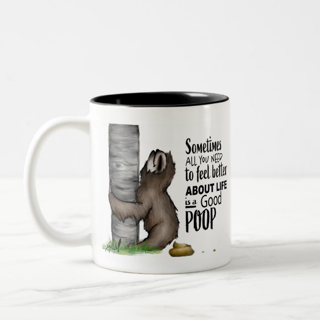 Caneca De Café Em Dois Tons preguiça pooping (Esquerda)