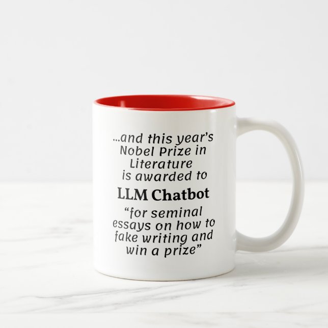 Caneca De Café Em Dois Tons Prêmio Nobel de Literatura do LLM Chatbot (Direita)