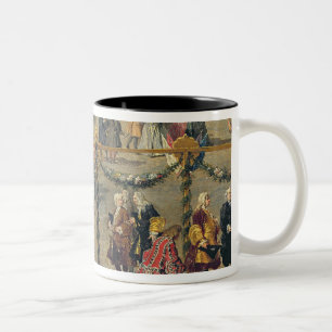Caneca De Café Em Dois Tons Preparação para a exposição do fogo-de-artifí