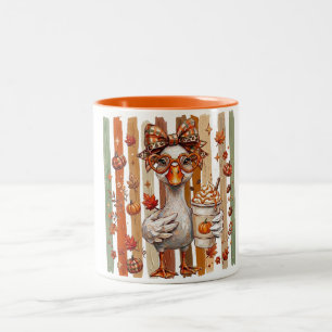 Caneca De Café Em Dois Tons Preppy Fall Silly Goose Coquette Outono Abóbora Sp