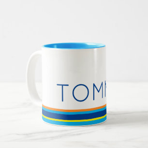 Caneca De Café Em Dois Tons Preppy Strike NAME Bright Cores Verão Diversão
