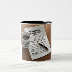 Caneca De Café Em Dois Tons Prescrito para uso diário: café e esta caneca