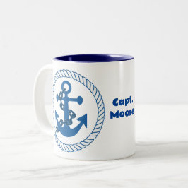 Caneca De Café Em Dois Tons Presente Azul Marinho Náutico de Cadeia de Corda d
