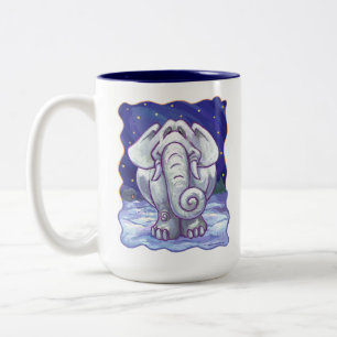 Caneca De Café Em Dois Tons Presente bonito do elefante branco