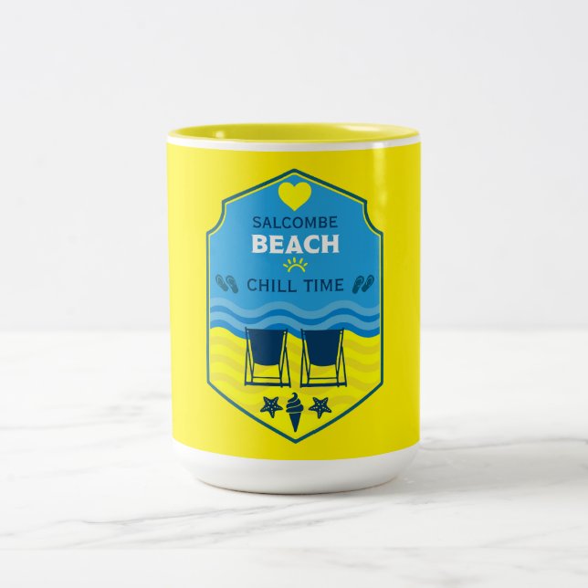 Caneca De Café Em Dois Tons Presente britânico na praia (Centro)