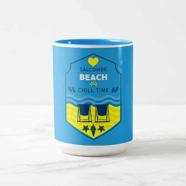 Caneca De Café Em Dois Tons Presente britânico na praia (Centro)
