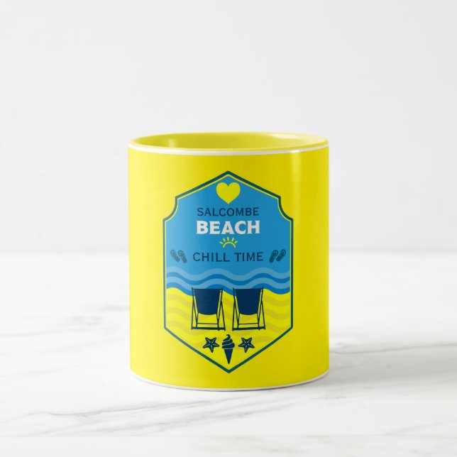 Caneca De Café Em Dois Tons Presente britânico na praia (Centro)