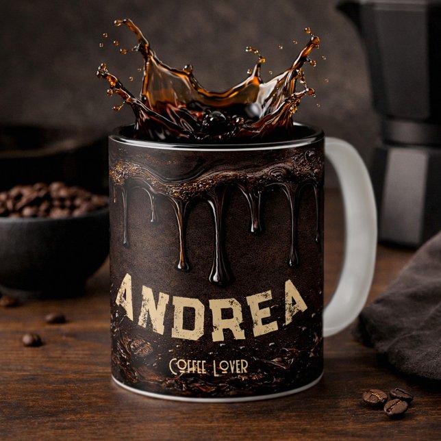 Caneca De Café Em Dois Tons Presente com Nome Personalizado: Amante de Café Pr (Criador carregado)