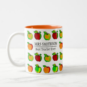 Caneca De Café Em Dois Tons Presente Cortante Colorido De Maçã De Queda Colori