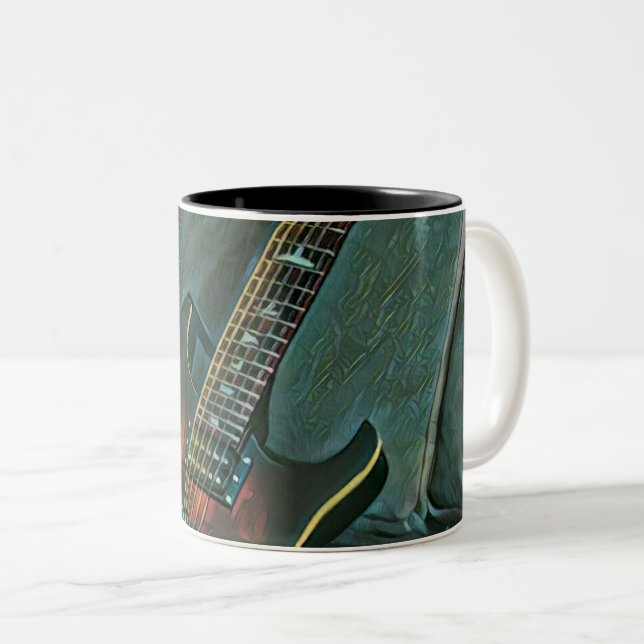 Caneca De Café Em Dois Tons presente de amantes de guitarra de músico (Frente Esquerda)