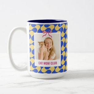 Caneca De Café Em Dois Tons Presente de Aniversário do Clube da Mamãe de Gato
