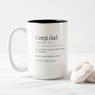 Caneca De Café Em Dois Tons Presente de Aniversário do Pai do Corgi Divertido