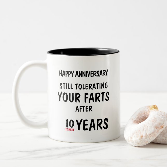 Caneca De Café Em Dois Tons Presente de Aniversário Engraçado Piada de Peido A (Com Donut)