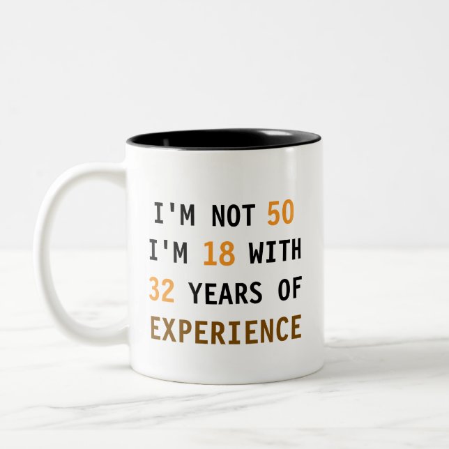 Caneca De Café Em Dois Tons Presente de Aniversário para Idade Personalizada - (Esquerda)