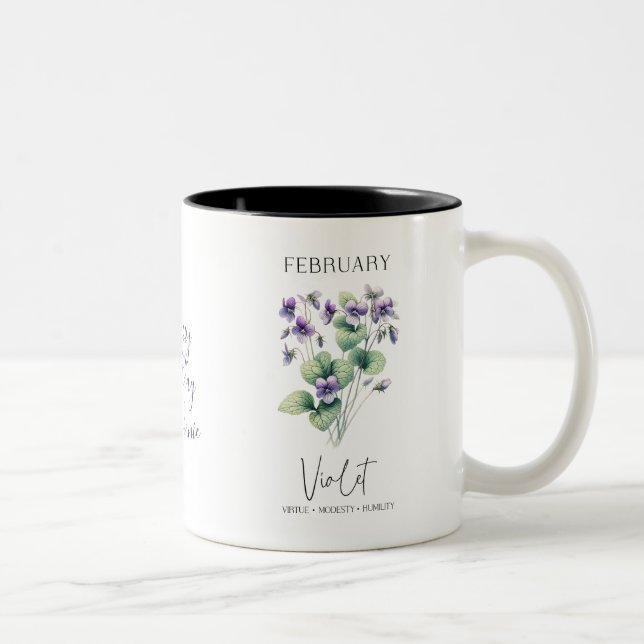 Caneca De Café Em Dois Tons Presente de aniversário Violeta Flor do mês de nas (Direita)