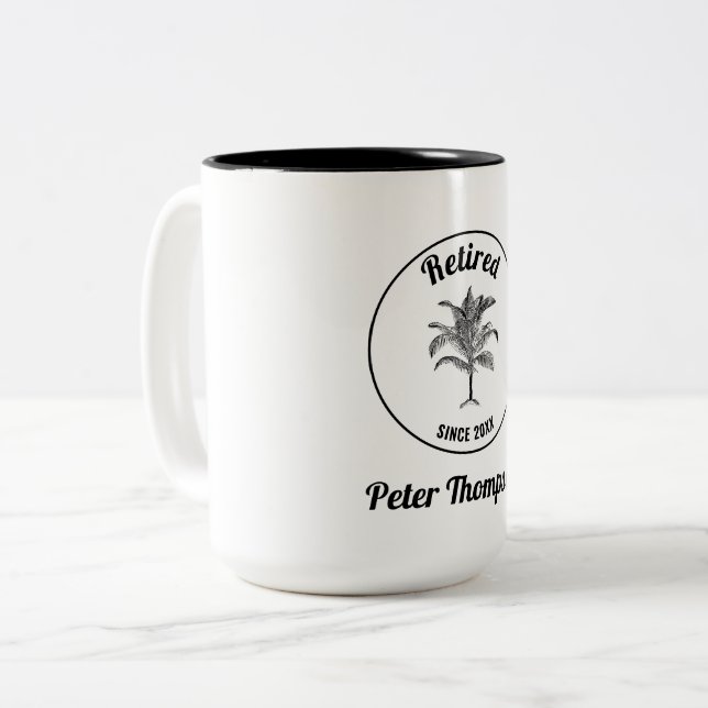 Caneca De Café Em Dois Tons Presente de aposentadoria exclusiva personalizada (Frente Esquerda)