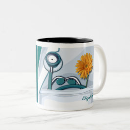 Caneca De Café Em Dois Tons Presente de Apreciação de Enfermeiro Stethoscope e