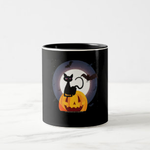 Caneca De Café Em Dois Tons Presente de aranha Pumpkin Preto De Gato Hallowe