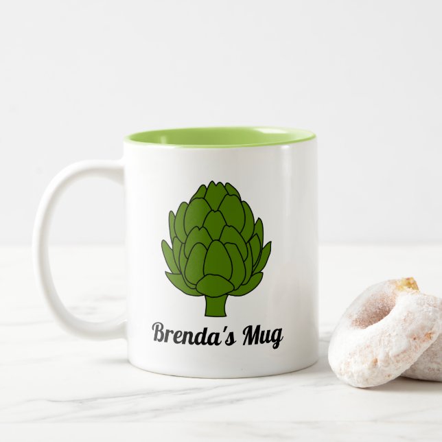 Caneca De Café Em Dois Tons Presente de Artichoke Lover (Com Donut)