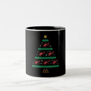 Caneca De Café Em Dois Tons Presente de Árvore do Piloto de Natal Feio do Hel