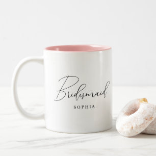 Caneca De Café Em Dois Tons Presente de Bridesmaid de Script Minimalista Moder