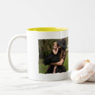 Caneca De Café Em Dois Tons Presente de Colagem Personalizada de Fotos Monogra
