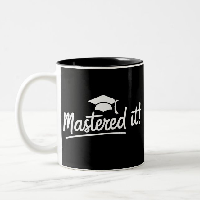 Caneca De Café Em Dois Tons Presente de Conclusão de Mestrado Conquistou  (Esquerda)