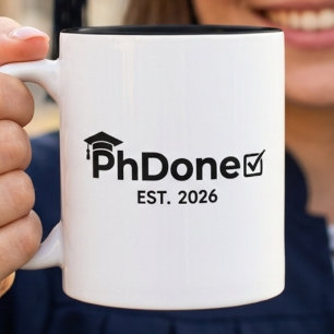 Caneca De Café Em Dois Tons Presente de Doutorado Graduação 2026 Grau de Douto