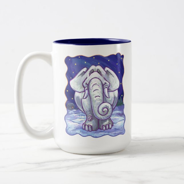Caneca De Café Em Dois Tons Presente de Elefante Branco Bonito (Esquerda)