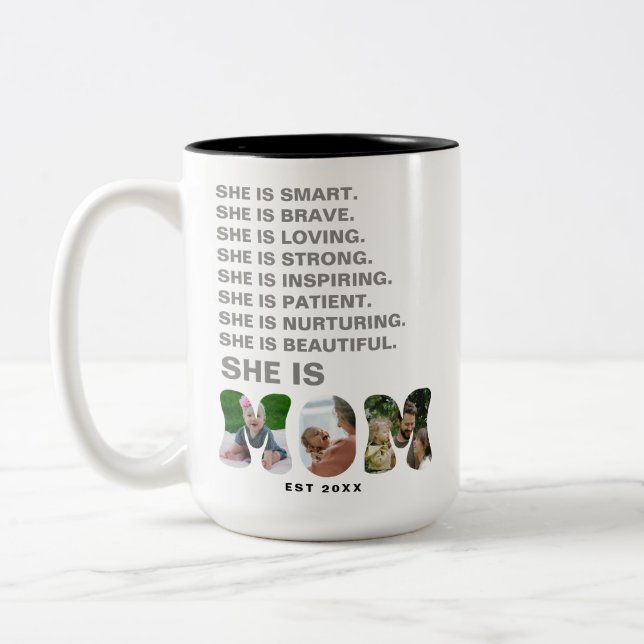 Caneca De Café Em Dois Tons Presente de foto com Afirmação Personalizada para  (Esquerda)