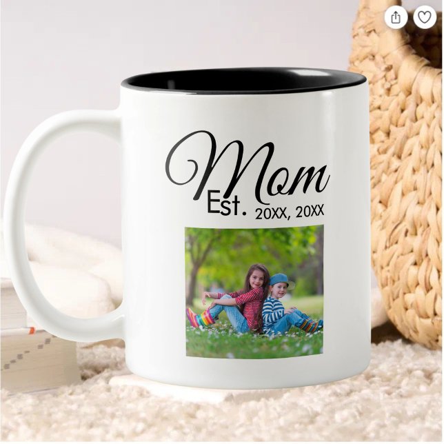 Caneca De Café Em Dois Tons Presente de Foto com Roteiro Preto Estabelecido pe (Criador carregado)