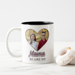 Caneca De Café Em Dois Tons Presente de Foto do Coração do Dia de as mães Mama